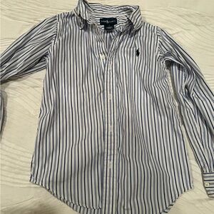 Ralph Lauren Navy and White Striped Shirt boys 7